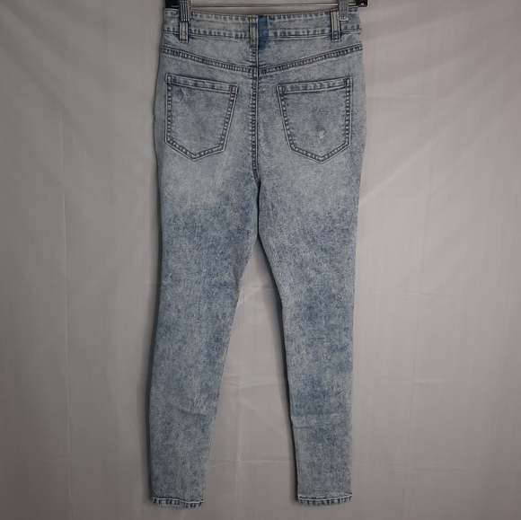 Acid Wash Destructed Skinny Jeans M - Picture 2 of 5